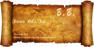 Beer Béla névjegykártya